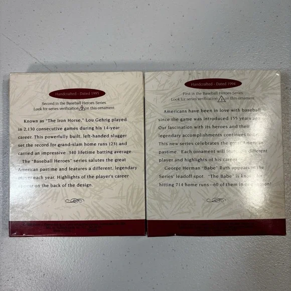 Hallmark Keepsake Baseball Heroes Ornament Babe Ruth & Lou Gehrig VTG - Picture 4 of 5